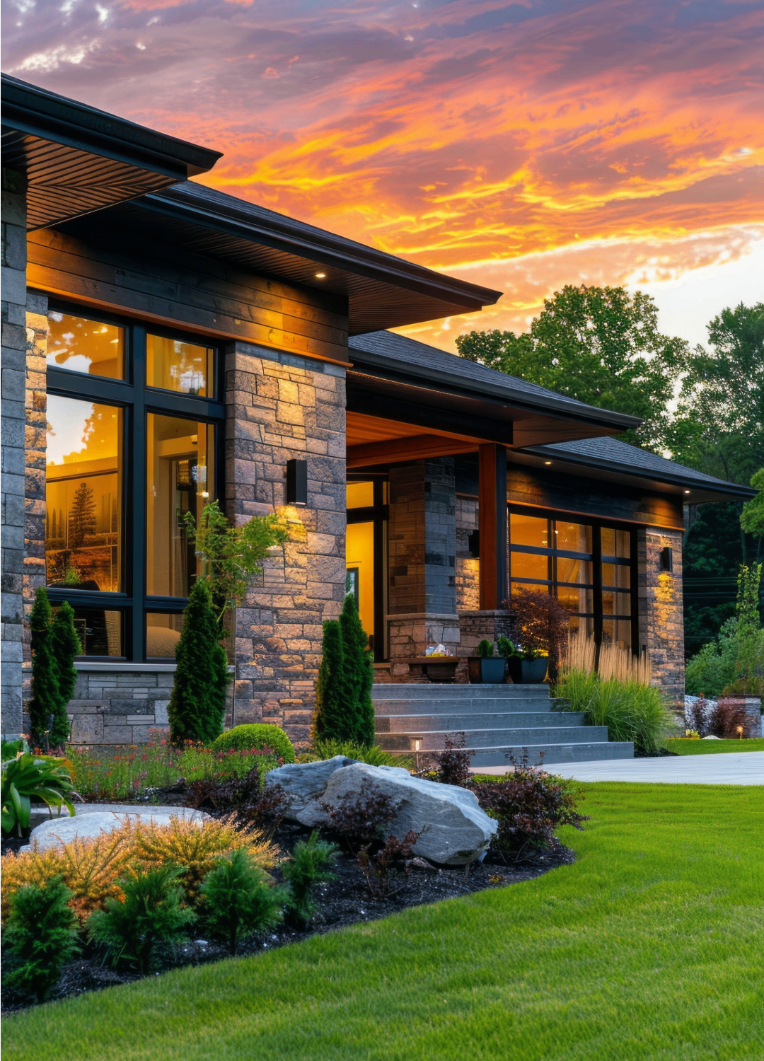 Beautifully landscaped front yard